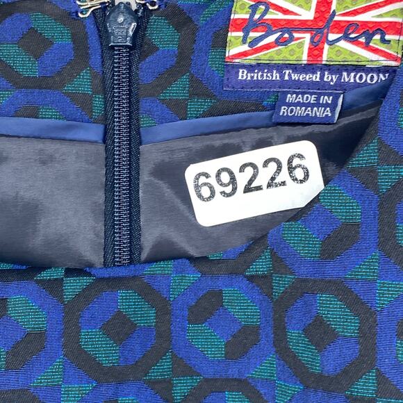 BODEN Dress 2 British Tweed by MOON Sheath Geometric Panel Sleeveless Blue - Picture 14 of 14